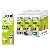 Ecocesta - Pack de 6 Unidades de 1 L de Bebida Ecológica Vegetal de Soja - Sin Azúcar Añadido y Sin Gluten - Apto para Veganos - Ideal para Tomar Sola, con Café o en Batidos