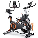 Bicicleta Estatica Magnética, Bici Estatica Para en Casa con Volante 15 KG, Pantalla LCD y Resistencia Ajustable, Soporte para Teléfono Móvil, A Portavasos, Máx. 150kg