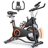 Bicicleta Estatica Magnética, Bici Estatica Para en Casa con Volante 15 KG, Pantalla LCD y Resistencia Ajustable, Soporte para Teléfono Móvil, A Portavasos, Máx. 150kg