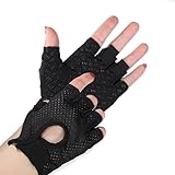 luoshaPUCY Guantes de Gimnasio, Guantes de Fitness para Hombre y Mujer, Transpirables Guantes de Entrenamiento para Fitness, Levantamiento de Pesas, Musculación, Negro (M)