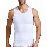 Camiseta Reductora Hombre Compresión, Camisetas Interiores Tirantes, Fajas Moldeadora Adelgazantes - Alta Elasticidad para Comprimir Pecho Abdomen y Cintura (Blanco, M)