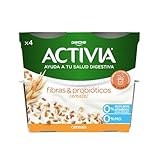 Activia Yogur Cereal - rico en probióticos, fibras y con 0% azúcares - Pack: 4x120g