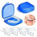 Beesjuy Kit de Protección Dental 4Pcs, Ferula Descarga Bruxismo, Férula Dental de Descarga, Protector Bucal Para Dormir, Material Termoplástico de Calidad Alimentaria, Prevenir el Bruxismo, ATM