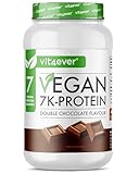 Vegan 7K Protein - 1kg -Doble Chocolate - Proteína vegetal pura en polvo con proteínas de arroz, almendra, soja, guisante, cáñamo, arándano y girasol