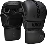 RDX Guantes MMA para Artes Marciales Grappling Entrenamiento, Maya Hide Cuero Kara Sparring Guantillas Lucha Muay Thai Kickboxing Krav Maga y Combate Training