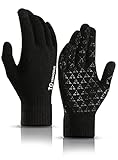 TRENDOUX Guantes Halloween Hombre termicos Mujer - Guantes Running Senderismo Escalada Correr Lana Ciclismo Navidad Regalos Invierno Guantes de conducción，Smartphones Guantes tactiles - Negro L