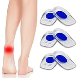 Newpop 3 Pares Taloneras Silicona Azul, Aliviar el Dolor Suave Almohadillas de Gel Para Talones, Reducir los Golpes, Plantillas Talon para Fascitis Plantar, Espolon Calcaneo, Tendinitis (L/34-39)