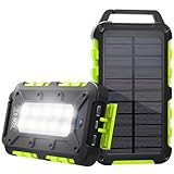 Cargador Solar 26800mAh Batería Externa Portátil Banco de Energía Solar con Panel Solar y Linterna LED,Carga Rápida con 2 USB Puertos Imperable para Movil Ordenador Cámping Emergencia Verde