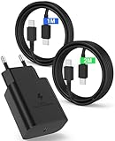 45W Cargador Carga Rapida 2M+1M, Cargador USB C con Cable Tipo C,Enchufe Tipo C para Samsung Galaxy S24/S23/S22/S21 Ultra/S20/S20 +/Note 20/10/A73/A53/A52/s10/s9