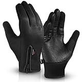 WFX Guantes de Ciclismo con Pantalla táctil térmica para Correr, Guantes de Invierno, cálidos y Resistentes al Viento, Antideslizantes, Forro Polar, Guantes cálidos para Hombres y Mujeres (M, Negro