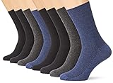 Calcetines acanalados para diabéticos, sin costuras, sin puños elásticos, 80% algodón, para hombres, 8 pares black, anthrazit. Grey 38,38-42