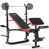 ISE Banco de Musculación Multifuncional Inclinable para Entrenamiento Completo, Banca de Peso Ajustable Plegable Fitness Doméstico para Casa, Máx 110KG