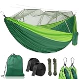 SVIPDDD Hamaca con Mosquitera-260x140 cm,Capacidad de Carga de 300 LB,Hamaca paracaídas portátil de Nylon Doble,Hamaca al Aire Libre para Acampar y jardín,Hamaca Jardin Exterior con Kit para Colgar