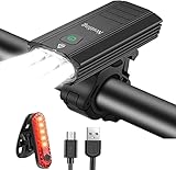 Nestling® Luz Seguridad LED para Bicicleta Delantera y Trasera, Recargable USB, 3000 Lumen Potente, 6 Iluminación Modos, IP65 Impermeable, para Ciclismo de Montaña y Carretera