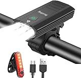 Nestling® Luz Seguridad LED para Bicicleta Delantera y Trasera, Recargable USB, 3000 Lumen Potente, 6 Iluminación Modos, IP65 Impermeable, para Ciclismo de Montaña y Carretera