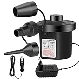 Jsdoin Inflador Electrico, Bomba de Aire Eléctrica Portátil, 240V AC / 12V DC Inflador Colchon Hinchable,Deflactor para Piscinas, Barcos, Juguetes Hinchable o Camping, con 3 Accesorios