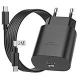 Cargador Samsung Carga Rapida, 25W Cargador USB C Carga Rapida para Samsung Galaxy S24 Ultra/S23/S22 Ultra/S22+/S21 FE 5G/S20/S10/S9/S8/A53 5G/A13/Note20, Cargador Rapido Tipo C Enchufe con 2M Cable