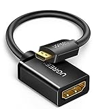 UGREEN Cable Micro HDMI a HDMI 4K 60Hz Adaptador HDMI Hembra a Micro HDMI Macho con 3D Dolby ARC, Compatible con Raspberry Pi 4 Cámara Tableta Portátil, 22CM