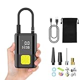 6000Mah Compresor Aire Portatil, 150PSI Inflador Ruedas Coche Mini Bomba de Aire Bicicleta Electrica con Pantalla LCD Digital y Linterna LED，con 4 Boquillas para Coches, Motos, Bicicletas Pelotas