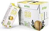 Frías - Bebida Vegetal de Soja Bio - Sin Gluten, Sin Lactosa y Sin Azúcares Añadidos - Pack de 6 Unidades de 1L - 100% Vegana - Bajo Contenido en Grasas Saturadas - Elaborada en España