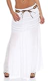 Malito Falda con cinturón Verano Tramo Maxi A-línea 1116 Mujer Talla Única (Blanco)