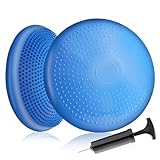 unycos - Cojín de Equilibrio【34 cm】con Bombín, Disco Propioceptivo, Antideslizante y Terapéutico que Resiste 150 kg, Soporte Lumbar para Yoga, Pilates, Fitness y Rehabilitación (Azul Claro; Basic)