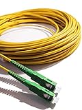 Elfcam® - 10m Fibra óptica Cable SC/APC a SC/APC Monomodo Simplex 9/125, Compatible con Orange, Movistar, Vodafone y Jazztel, 10 Metros