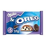 Milka Oreo Barritas de Chocolate con Leche de los Alpes con Trozos con Galleta Oreo y Relleno de Vainilla Formato Bolsillo 5 x 37g