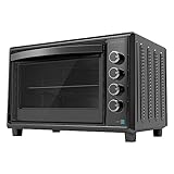 Cecotec Horno Convección de Sobremesa de 60 Litros Bake&Toast 6090 Black Gyro. 2200 W, Luz Interior, 12 Funciones, Temperatura hasta 230º, Puerta de doble Cristal, Incluye Rustidor Giratorio