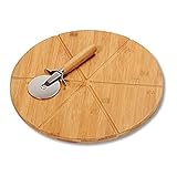 Kesper 58462 - Tabla y Cortador de Pizza (Madera de bambú, diámetro: 32 cm, Grosor: 1,5 cm)