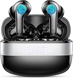 Auriculares Inalámbricos Bluetooth, Auriculares Bluetooth 5.3 HiFi Estéreo, Cancelación de ruido ENC, 48H Cascos Inalambricos con 4 HD Mic, Pantalla LED, IPX7 lmpermeable Auriculares Comodidad Ligera