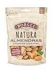 Borges - Almendra Cruda con Piel Borges Natura Borges - Con alto contenido en vitamina E, Fósforo, Magnesio, Hierro y Calcio - Frutos Secos sin Gluten - Paquete de 120g