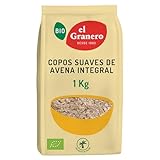 El Granero Integral - Copos Suaves Avena Integral Ecológica - 1 kg - Sin Azúcar Añadido - Aptos para Veganos - Alto Contenido en Fibra y Proteínas - Cereales de Desayuno