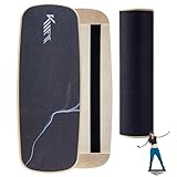 KM-Fit - Tabla de equilibrio de madera, tabla de equilibrio para interiores, tabla de surf para entrenamiento de coordinación, entrenamiento de fuerza y equilibrio, surf y patinaje en interiores