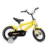 DSYOGX Bicicleta infantil, 14 pulgadas, unisex, con ruedas estabilizadoras extraíbles, marco de acero al carbono, para niños a partir de 3 a 6 años (amarillo)