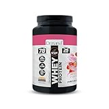 SPORT LIVE Concentrado de proteinas de suero de leche | Whey Protein en polvo con L-Glutamina y L-Leucina | Ayuda a aumentar tu masa muscular | Mejora tus batidos |Yogur-Fresa | 750 GR