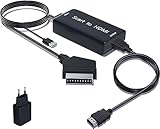 AMANKA Scart a HDMI Convertidor,Conversor con Cable HDMI y Scart Cable, Adaptador de euroconector a hdmi para TV,Salida de Video y Audio de 720p/1080p para HDTV, BLU-Ray DVD, VCR, VHS, Proyector