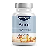 Boro 3,5 mg con Vitamina D - 400 Tabletas de borato de sodio para +1 año de suministro - Para huesos y dientes sanos - Probado en laboratorio, sin aditivos, vegetariano y fabricado en Alemania