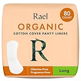 Rael salvaslip protectores de bragas para mujer, funda de algodón orgánico, protectores de bragas largos, absorción ligera, sin perfume, sin cloro (largo, 80 unidades)