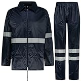 BWOLF Himalaya Unisex Traje de Lluvia Traje Impermeable hombre Traje Impermeable mujer chaqueta de lluvia + pantalones de lluvia azul reflectante XXL