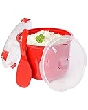 Sistema arrocera para microondas | 2,6 l | Arrocera pequeña apta para lavavajillas | Sin BPA | Rojo