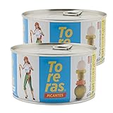 TORERAS Olivas Aceitunas - Banderillas de Aceituna, Olivas, Cebolla, Pepinillos en Vinagre, Guindilla, Pimiento - Toreras Tradicionales – Fabricado en España – Pack de 2 Con Picante, Sabor Picante