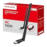 Mercusys MA30H - AC1300 Adaptador Wi-Fi Dual Band 5GHz/2.4GHz con Antena, para PC Desktop Laptop Tablet, Soporta Windows Compatible Windows 11/10