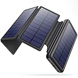 iPosible Batería Externa 26800mAh Power Bank con 4 Paneles Solares Impermeables Plegables, 2 Salidas y 3 Entradas Cargador Solar Batería Solar Portátil para iPhone Samsung Huawei Xiaomi etc.