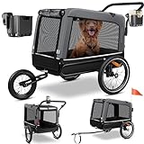 KESSER® Remolque para Perros 3-en-1 Buggy & Jogger Remolque para Bicicletas Grande Aprox. 240 litros de Volumen, montado sobre muelles, Material: Lona Oxford 600D, Carga máxima: 40 kg