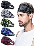 AWUMBUK Cinta Pelo Deporte 5 Pcs Diadema Hombre, Absorbe El Sudor Y Transpira Headband Elástico Cinta De Pelo Deportiva Ideal Para Entrenamientos De Fitness