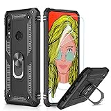 LeYi Funda para Huawei P Smart Z Armor Carcasa con 360 Anillo iman Soporte Hard PC y Silicona TPU Bumper antigolpes Funda Paras Carcasas Case para movil P Smart Z con HD Protector de Pantalla,Negro