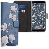 kwmobile Carcasa Compatible con Samsung Galaxy J4+ / J4 Plus DUOS Funda - Funda con Tarjetero y Stand de Cuero sintético - Magnolias