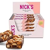 NICKS Peanut Nut bar, barrita vegana de frutos secos con keto chocolate sin azúcares añadidos, sin gluten (12x40g)