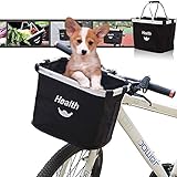 Cesta de Lona Bicicleta, Cesta para Bicicleta,Bicicleta de Gran Capacidad Cesta,Plegable Desmontable Cesta para Extraíble para Porta Mascotas, Bolsa de Compras, Camping al Aire Libre（Negro）